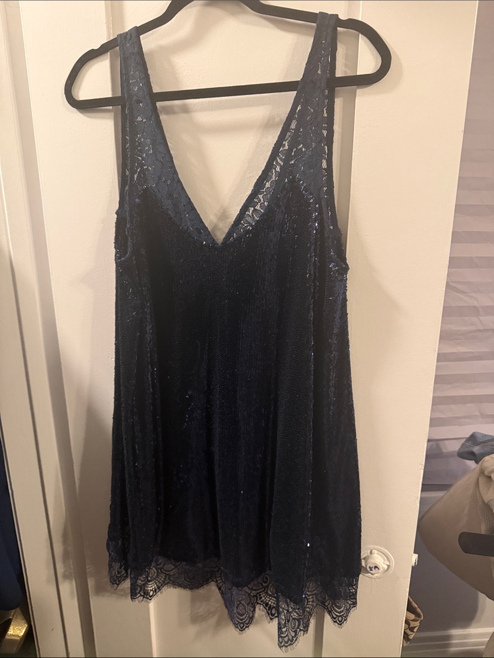 Free People Navy Sequin Slip Dress